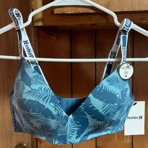 Hurley Blue Tropical Print Wireless Bralette